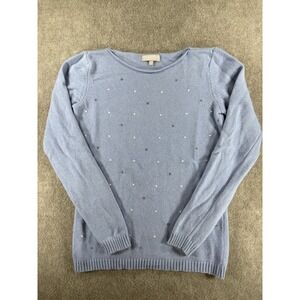 Benedetta B Merino Wool Cashmere Blend Blue Polka‎ Dot Sweater Polkadot Size S